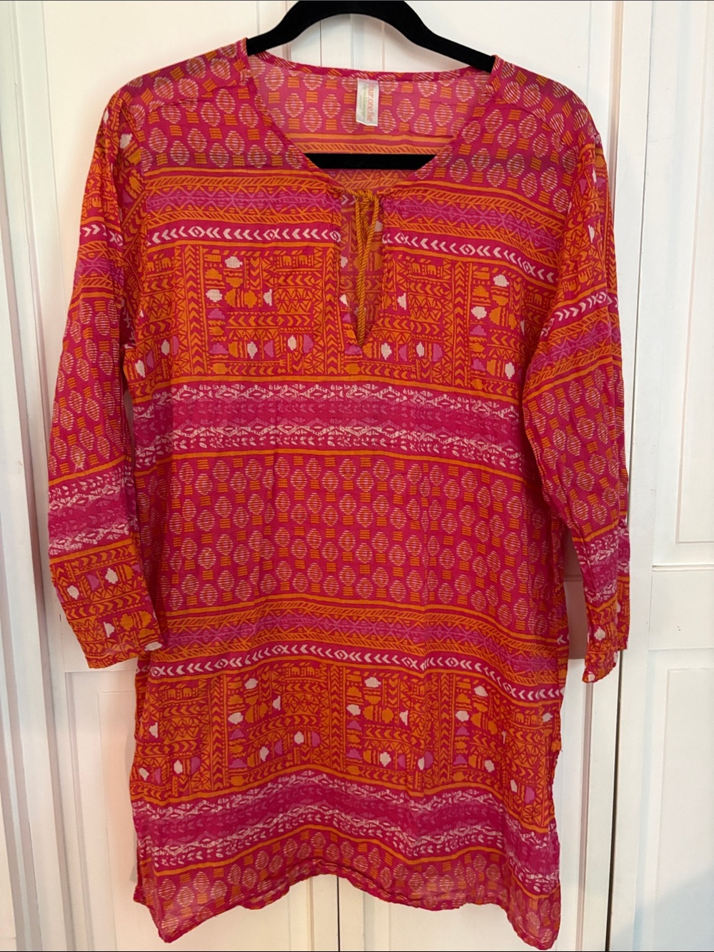 Vibrant Pink & Orange Printed Tunic shirt